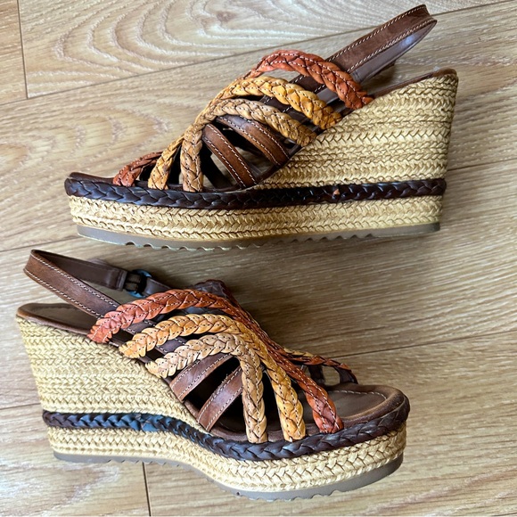 Italian summer wedge. Size 40, platform sandal in browns. Great condition - Picture 1 of 8